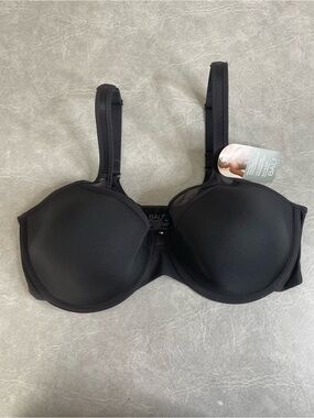 NEW Bali Black Seamless Underwire Full-Coverage Smoothing Bra with Mesh Trim